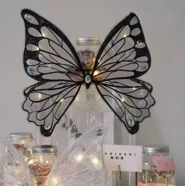 D74(01) Butterfly with LED with PVC "Black", Size: 30x30cm