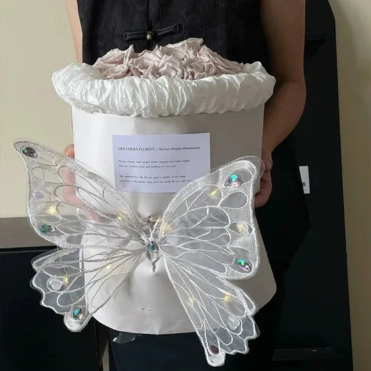D74(01) Butterfly with LED with PVC "White" Size: 30x30cm