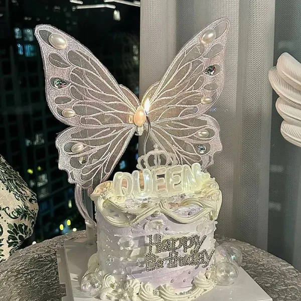 D74(01) Butterfly with LED with PVC "Pink" Size: 30x30cm