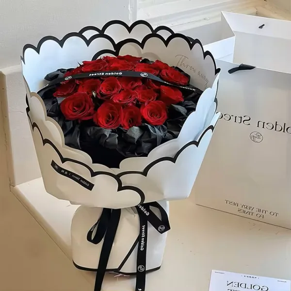 D75(02) Unique Petal Rose Wrapping Sheet "BLACK" (10 Sheets) 55cm x 44cm