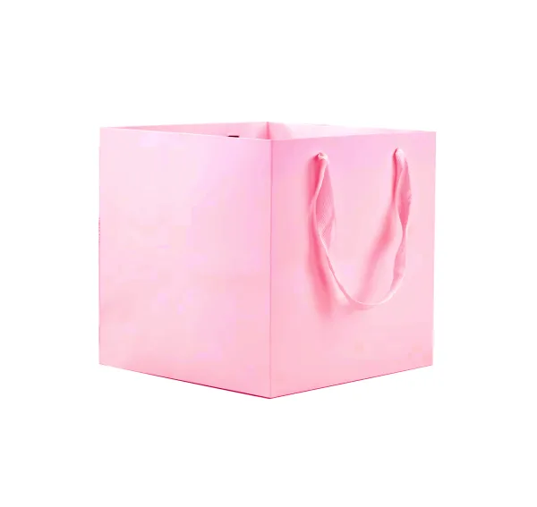 D77 Flower Carrier Bag "Pink" Size: 25x25x25 cm (Pack of 2pcs)
