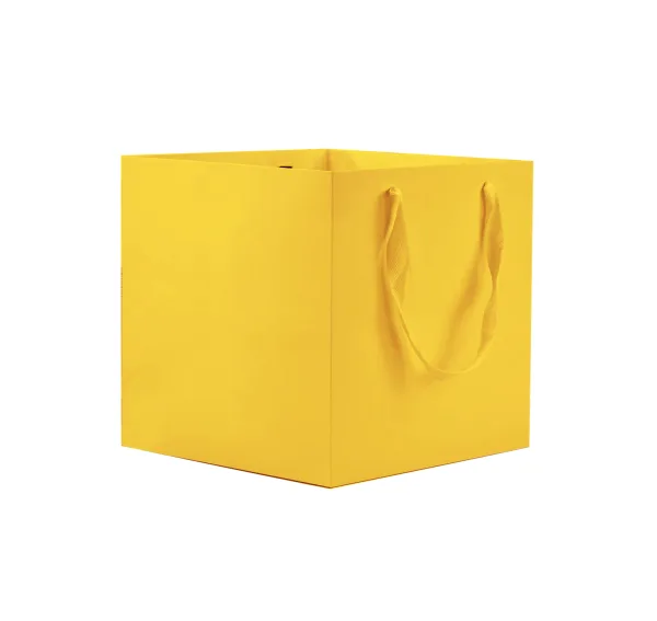 D77 Flower Carrier Bag "Yellow" Size: 25x25x25 cm (Pack of 2pcs)