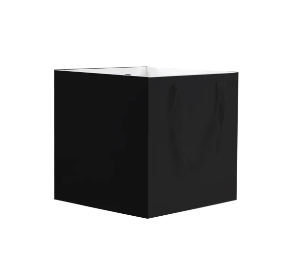 D77 Flower Carrier Bag "Black" Size: 25x25x25 cm (Pack of 2pcs)