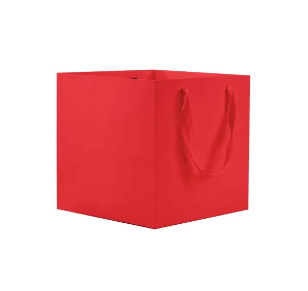 D77 Flower Carrier Bag "Red" Size: 25x25x25 cm (Pack of 2pcs)