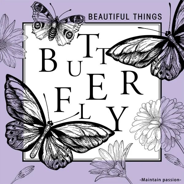 D79 Butterfly with Text Print Frosted Sheets  "Purple" (20 Sheets) 58cm x 58cm