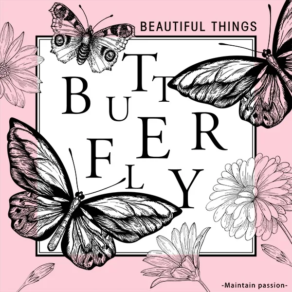 D79 Butterfly with Text Print Frosted Sheets  "Pink" (20 Sheets) 58cm x 58cm