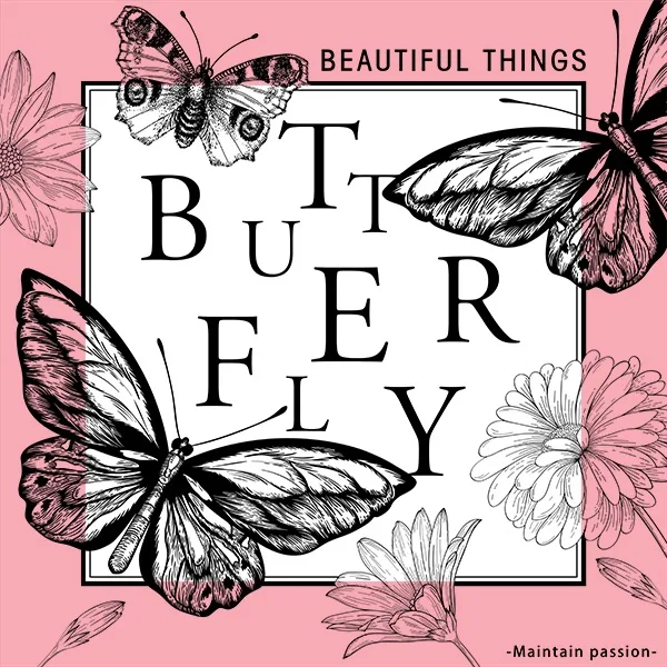 D79 Butterfly with Text Print Frosted Sheets  "ICY Pink" (20 Sheets) 58cm x 58cm