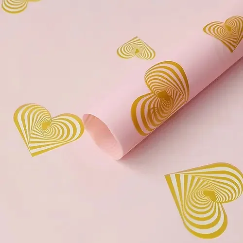 D8(02) Zebra Hearts Print "L.Pink" (20 Sheets) 58cm x 58cm