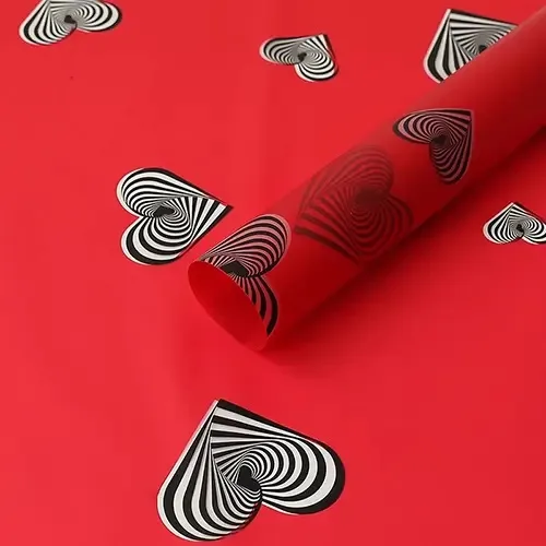 D8(03) Zebra Hearts Print "Red" (20 Sheets) 58cm x 58cm