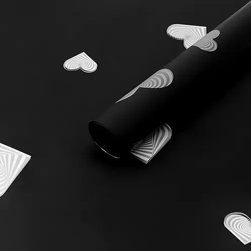 D8(04) Zebra Hearts Print "Black" (20 Sheets) 58cm x 58cm