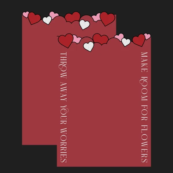 D81 Happy Heart Border Sheets  "Wine red" (10 Sheets) 35cm x 50cm