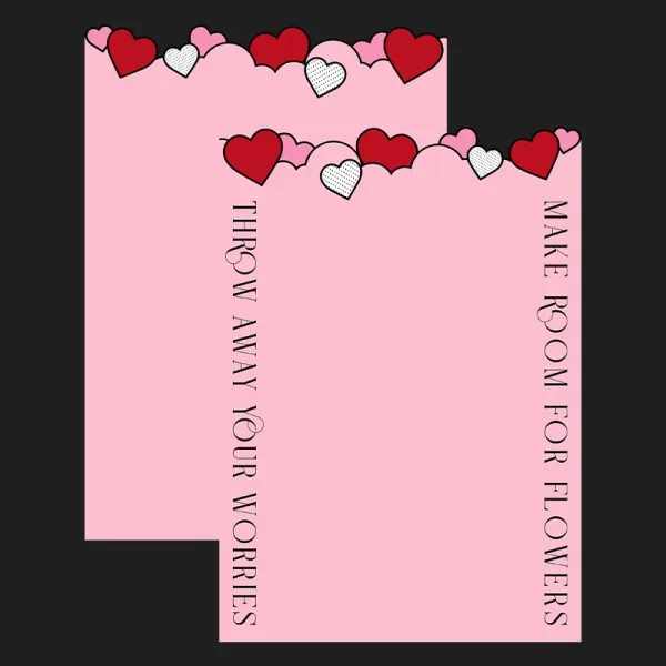 D81 Happy Heart Border Sheets  "Pink" (10 Sheets) 35cm x 50cm