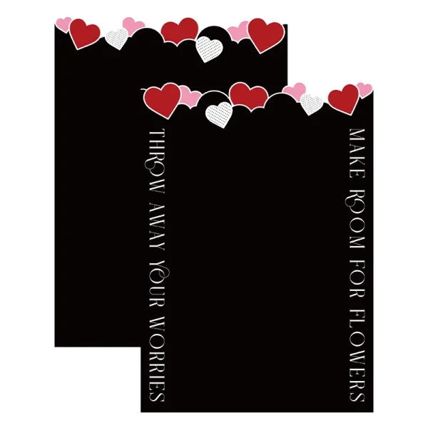 D81 Happy Heart Border Sheets  "Black" (10 Sheets) 35cm x 50cm