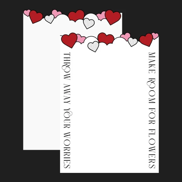 D81 Happy Heart Border Sheets  "White" (10 Sheets) 35cm x 50cm
