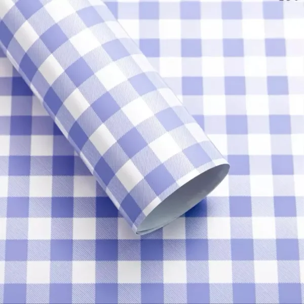 D11(04) One Side Check Print Frosted, L. Blue (20 Sheets) 58cm x 58cm