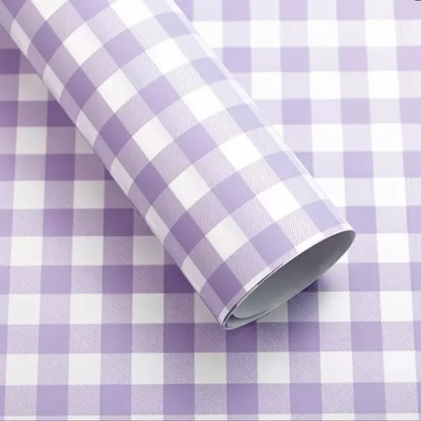 D11(05) One Side Check Print Frosted, Purple (20 Sheets) 58cm x 58cm