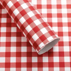 D11(07) One Side Check Print Frosted, Red (20 Sheets) 58cm x 58cm