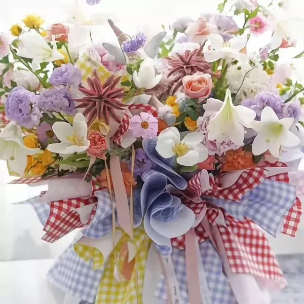 D11(01) One Side Check Print Frosted, L. Pink (20 Sheets) 58cm x 58cm