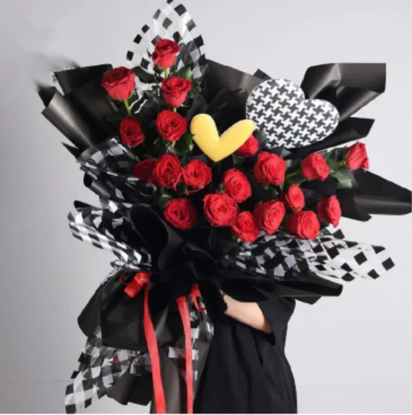 D12(03) New Leaf Print Korean Sheet "L Blue" (20 Sheets) 58cm x 58cm