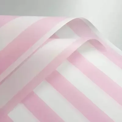 D14(04) Two Color Stripes Sheet, White & Light Pink (20 Sheets) 58cm x 58cm