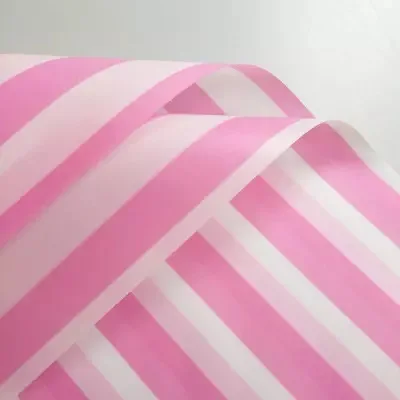 D14(06) Two Color Stripes Sheet, Pink & White (20 Sheets) 58cm x 58cm