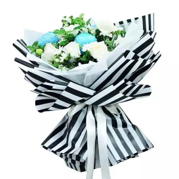 D14(02) Two Color Stripes Sheet, White & Black (20 Sheets) 58cm x 58cm