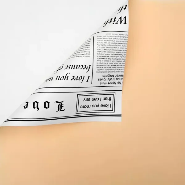 D15(03) White News Paper with Peach (20 Sheets) 58cm x 58cm