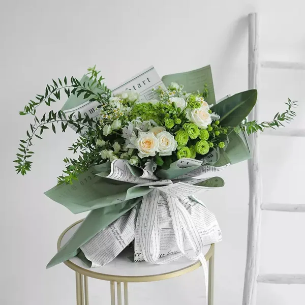 D15(05) News Paper Frosted Olive Green (20 Sheets) 58cm x 58cm