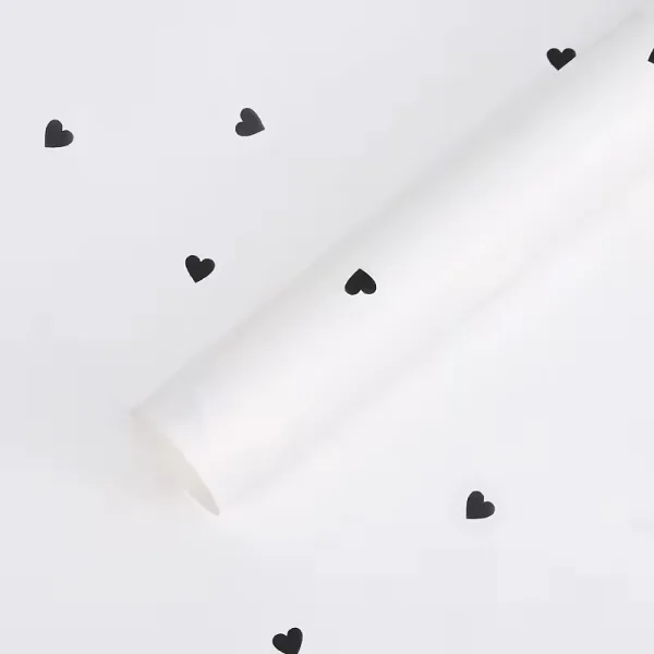 D43(01) HOT Love -hearts Printed Sheet, White with Black (20 Sheets) 57cm x 57cm