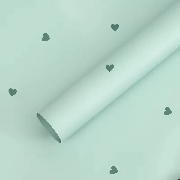 D43(05) HOT Love -hearts Printed Sheet, Pastel Green (20 Sheets) 57cm x 57cm
