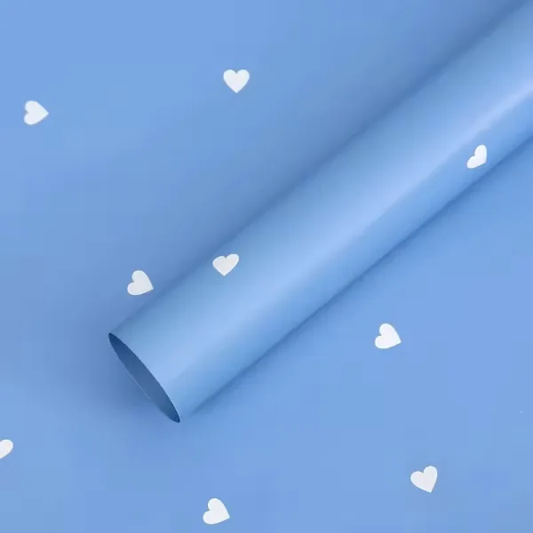 D43(06) HOT Love -hearts Printed Sheet, Blue (20 Sheets) 57cm x 57cm