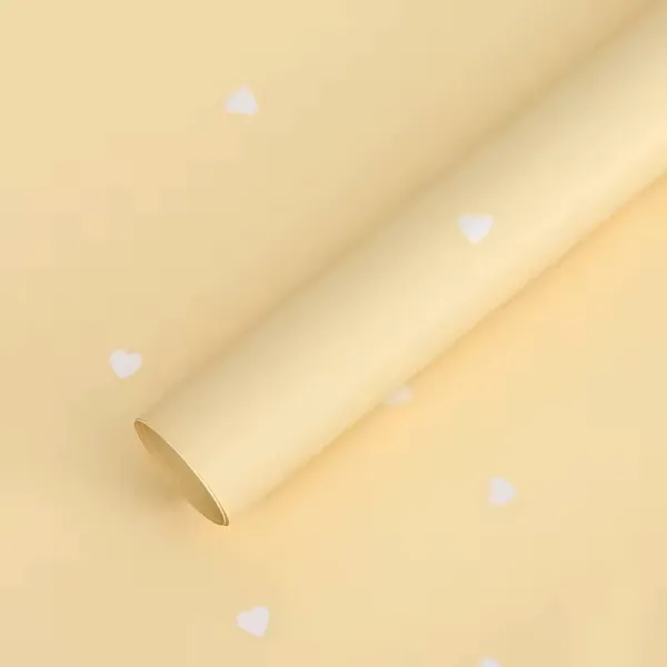 D43(08) HOT Love -hearts Printed Sheet, Beige (20 Sheets) 57cm x 57cm