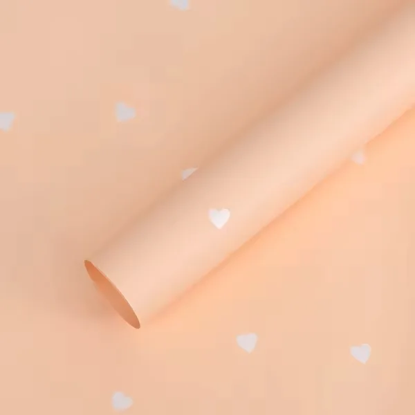 D43(09) HOT Love -hearts Printed Sheet, Peach (20 Sheets) 57cm x 57cm