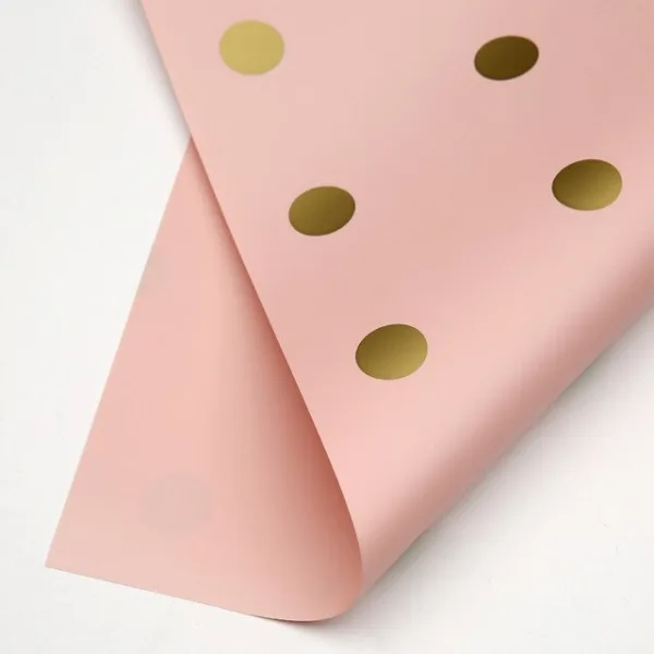 D13(03) Polka Dot Print Frosted L. Pink (20 Sheets) 58cm x 58cm