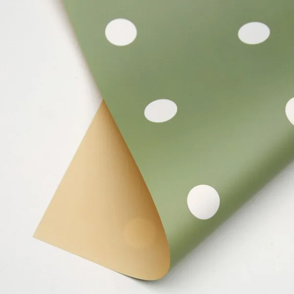 D13(05) Polka Dot Print Frosted Green (20 Sheets) 58cm x 58cm