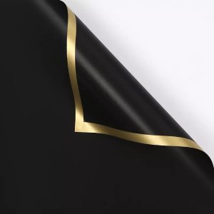 D6(11) Black Frosted Sheets Single Side Gold Edge (20 Sheets) 58cm x 58cm
