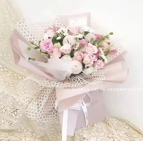 Honeycomb Fabric Roll "Red Bean Pastel" (1 Roll), Size: 60cm x 5Yards