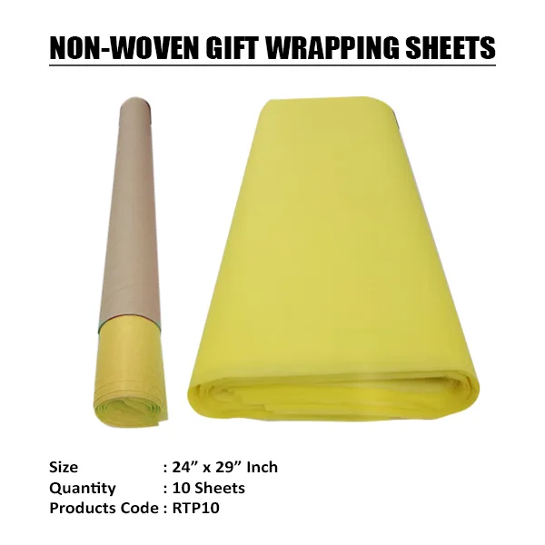 LIGHT YELLOW NON-WOVEN TISSUE  (10 Sheets) 19"x25.5" Inch