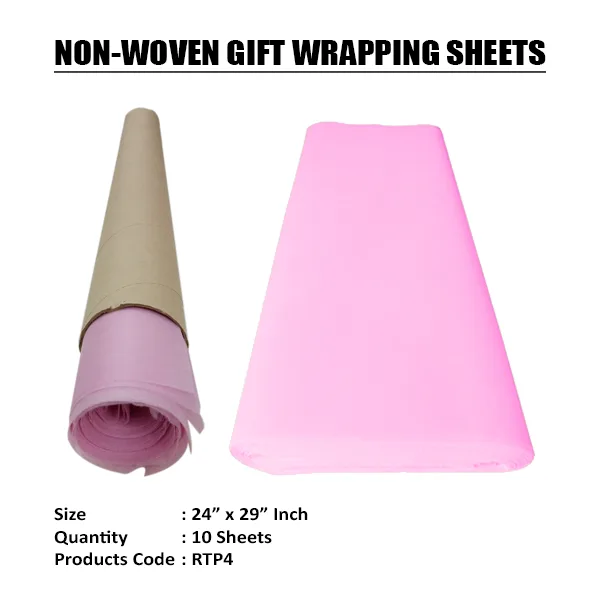 LIGHT PINK NON-WOVEN TISSUE ROLL (10 Sheets) 24"x29" Inch