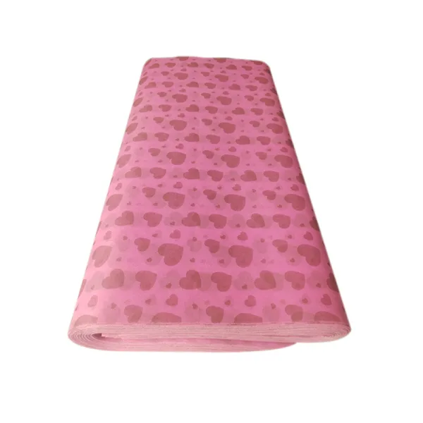 FUCHSIA HEART PRINT ON PINK NON-WOVEN PACKET  (100 Sheets) 24" x 29" inch