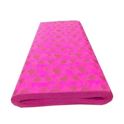 MAROON HEART PRINT ON FUCHSIA NON-WOVEN PACKET (100 Sheets) 24" x 29" inch