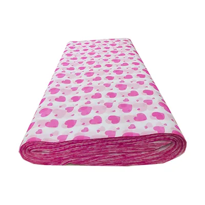 PINK HEART PRINT ON WHITE NON-WOVEN PACKETS (100 Sheets) 24" x 29" inch
