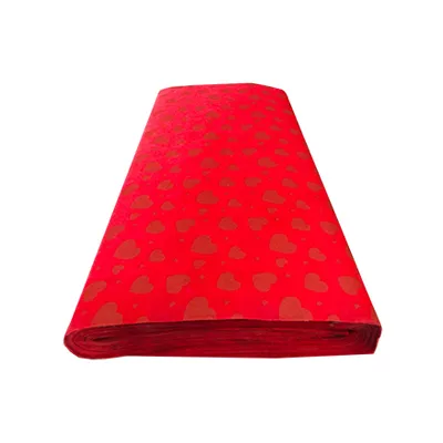 GOLDEN HEART PRINT ON RED NON-WOVEN PACKET (100 Sheets) 24" x 29" inch