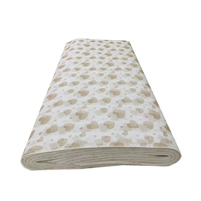 GOLDEN HEART PRINT ON WHITE NON-WOVEN PACKET  (100 Sheets) 24" x 29" inch
