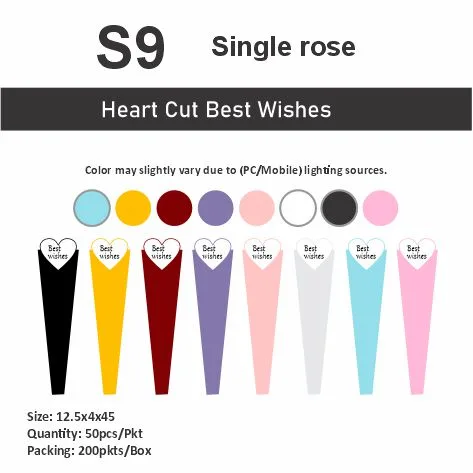S9 Heart cut Best wishes "Single Rose Packing"