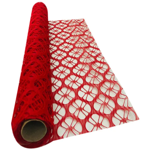 RED PENTAGON SPIDER NET FABRIC